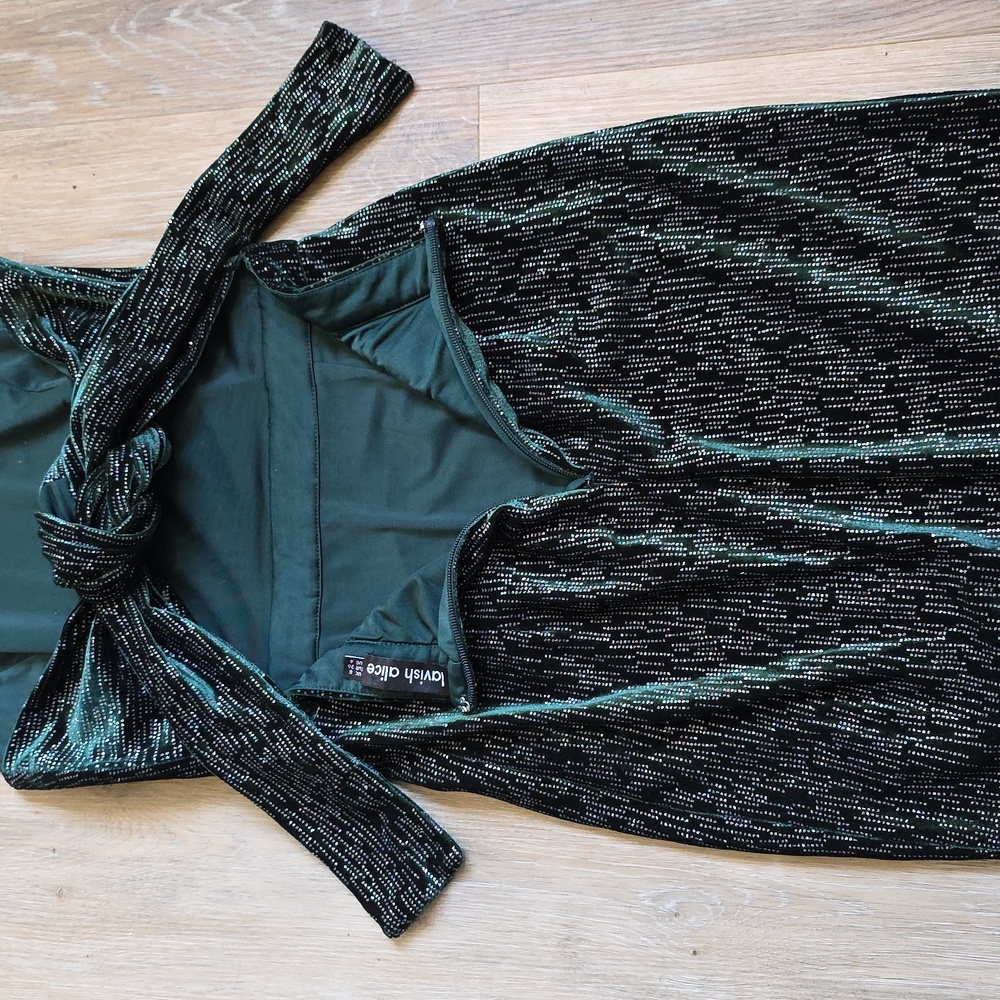 Lavish Alice Shimmering Green Midi Dress - Picture 14 of 16